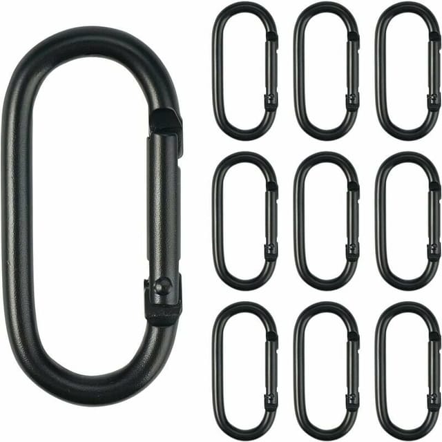 10 Stück Karabiner, 2 Cm 5 Cm Kleiner Schwarzer Karabiner, Mini-aluminium-karabiner, Federkletter-schlüsselanhänger-clips, Karabiner Zur Sicherung Der Ausrüstung Für Zuhause, Reisen, Camping, Angeln,