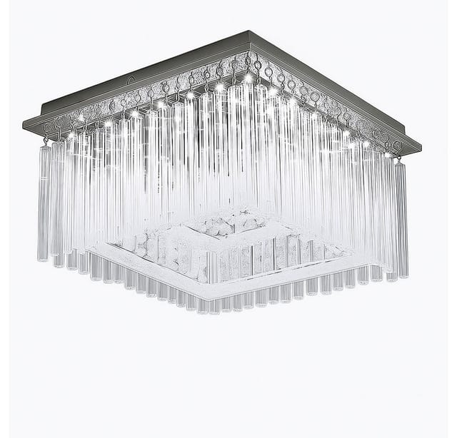 Deckenlampe Deckenleuchte Kristallleuchte Designleuchte Wohnzimmerlampe Schlafzimmer, Metall Glasstäbe Kristalldekor, 1x led 21 Watt 1860 Lumen,