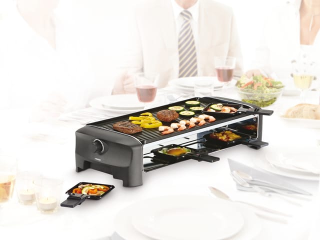 Princess - raclette Partygrill eckig für 8 Personen mit durchlaufender Grillplatte 1400Watt