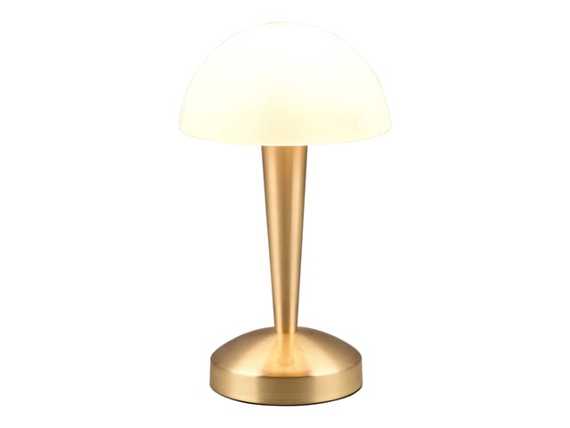 Reality Leuchten - led Tischleuchte canaria mit Glasschirm Touchfunktion Messing, Höhe 26cm