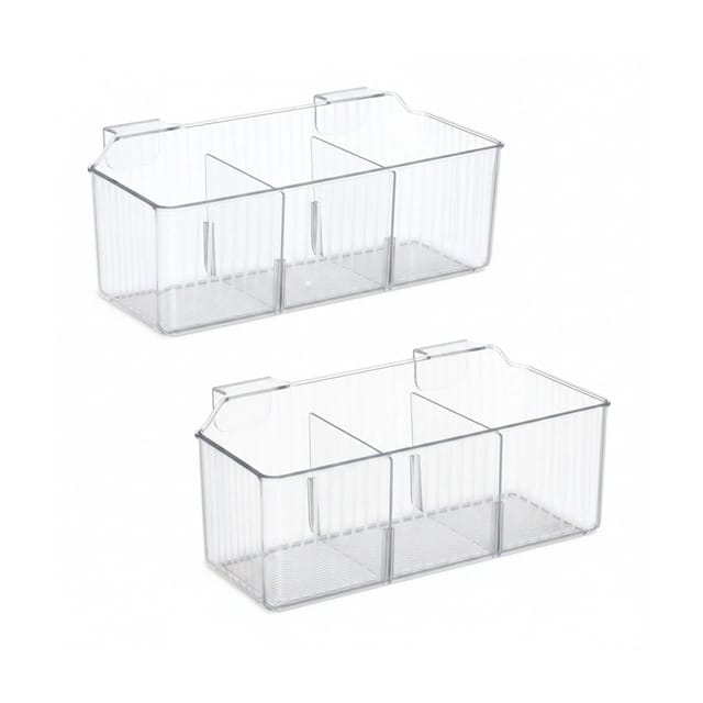Relaxdays Schranktür Organizer, 2er Set, Einhängekorb für Küche & Bad, HBT: 10 x 25,5 x 12,5 cm, Kunststoff, transparent
