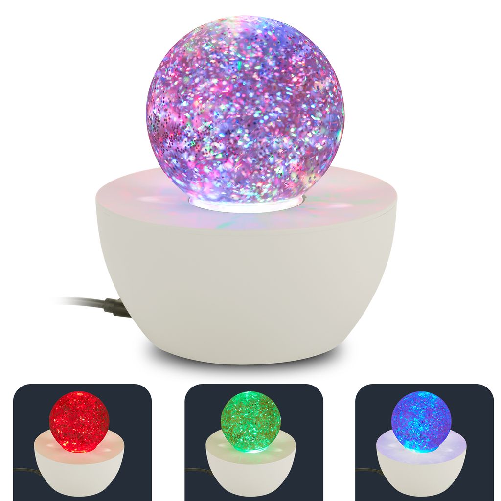 Briloner Rgb Tischlampe Mit Glitzerkugel Ø12x13,5 Cm 0,6w Automatischer Farbwechsel Altweiß - Nachtlicht Kinderzimmer Dekolampe Wohnzimmer