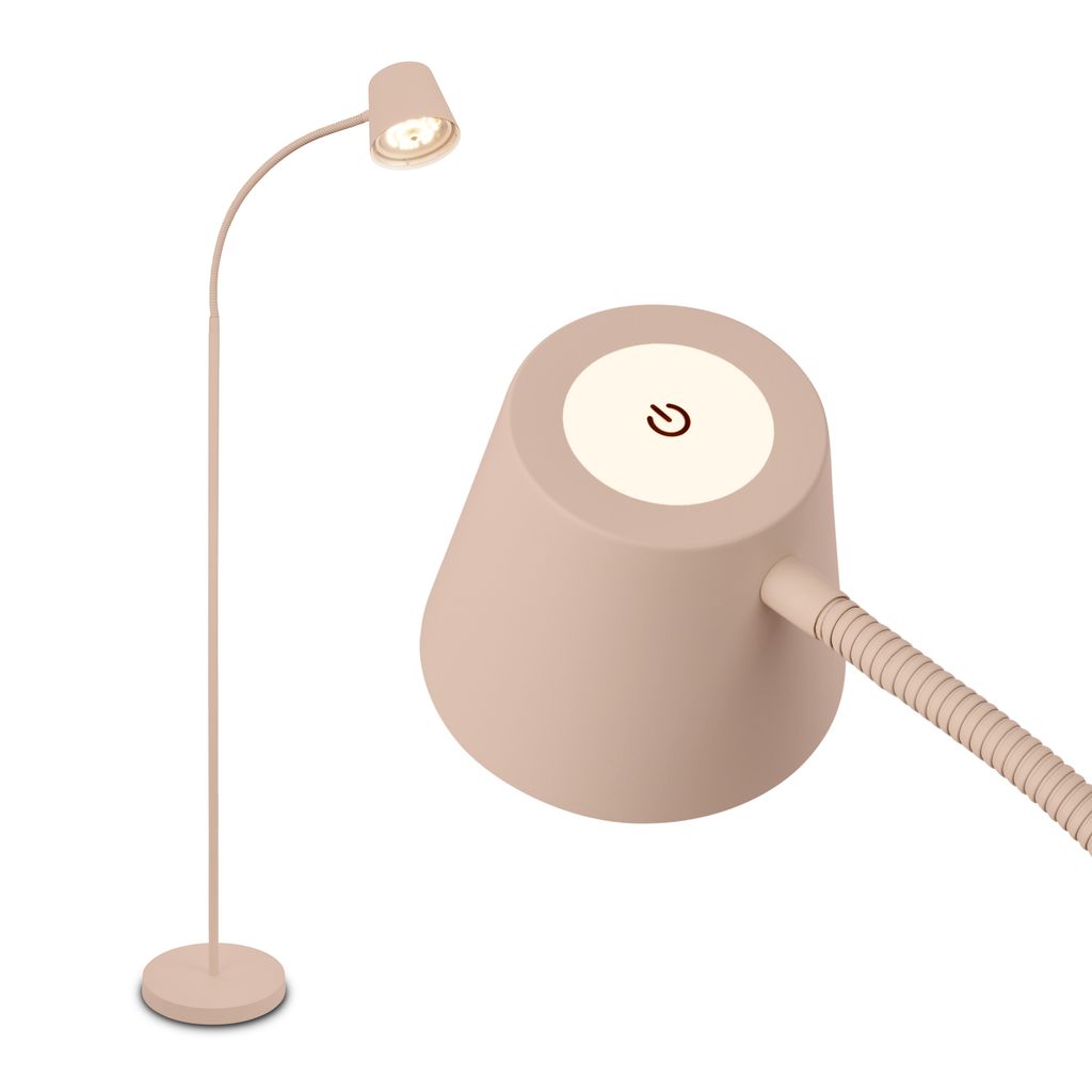 Briloner Akku Led Stehlampe Dimmbar Ø42x126,5 Cm 5,5w 500lm 2700k Warmweiß Touch Beige - Stehleuchte Wohnzimmer Leselampe Schlafzimmer