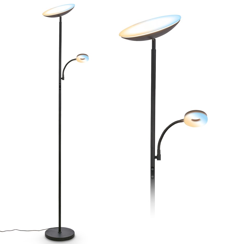 Briloner Led Stehlampe Mit Lesearm Ø24x180 Cm 21,4w 2660lm 3000k-6500k Warmweiß Bis Tageslichtweiß Stufenlos Dimmbar Schwarz - Deckenfluter Wohnzimmer Leselampe