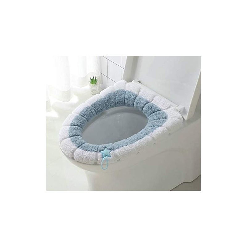 Set Mit 2 Universellen, Wasserdichten Toilettensitzkissen Mit Aufhängeschlaufe - Weich Und Warm - Waschbar (blau)