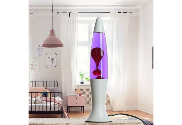 Licht-erlebnisse - Lavalampe Weiß Lila Rot inkl. G9 Leuchtmittel Retro Tischleuchte roxy