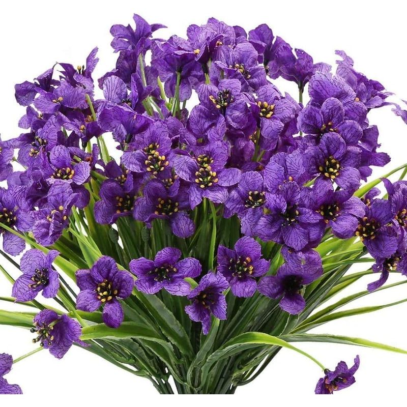 Set Mit 6 Uv-beständigen Künstlichen Lila Blumen Für Den Innen- Und Außenbereich. Verblasst Nicht.