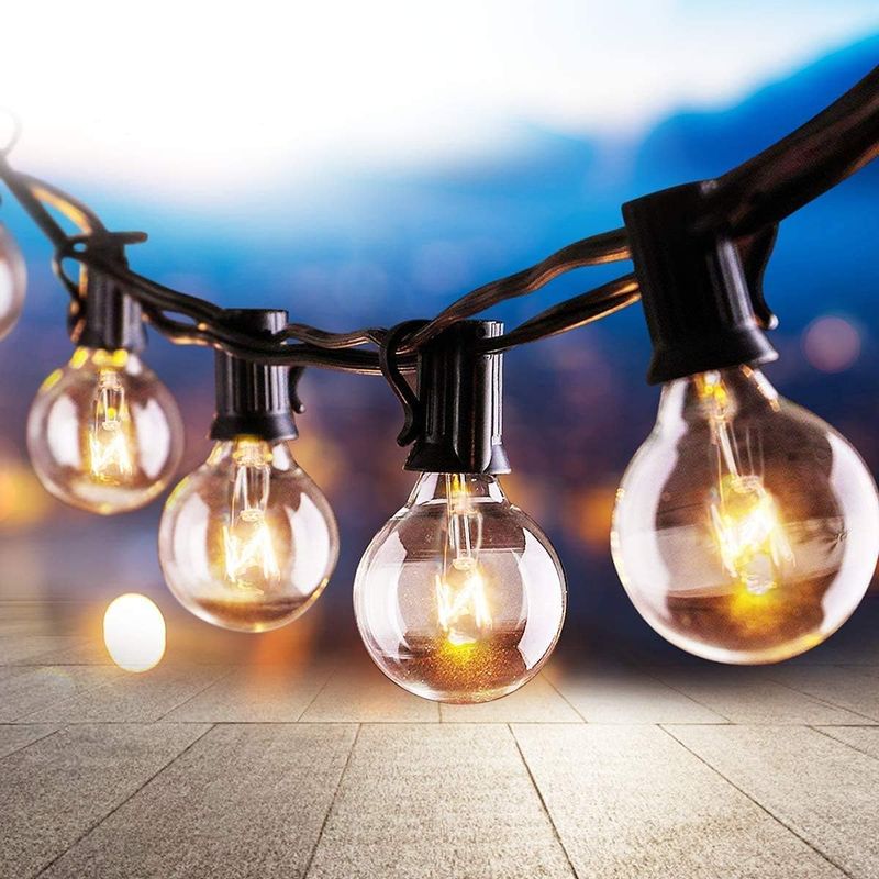 7,62 M Lange Lichterkette Für Den Außenbereich Mit 25 G40-glühbirnen, Warmweißes Bistrolicht Für Garten, Terrasse, Party, Hochzeit, Café Und Innendekoration