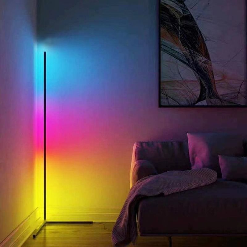 Rgb-led-stehlampe, 15 W, Wohnzimmer-stehlampe, Einstellbare Helligkeit Und Winkel, Nordischer Stil, Dekorative Innenbeleuchtung, Stehlampe – 160 Cm