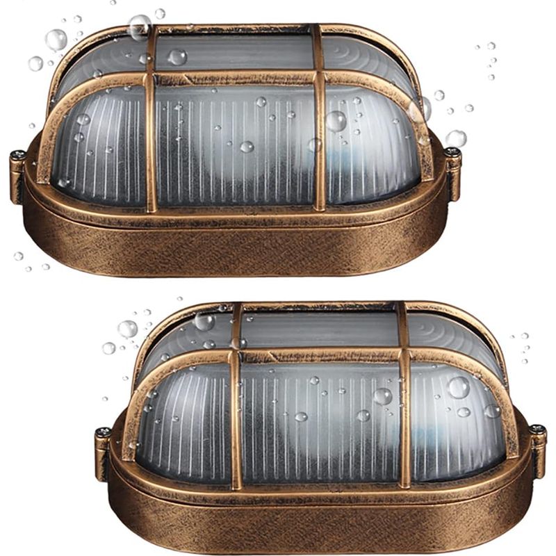 (2er-pack) Außenwandleuchte, Ovale Wandleuchte Aus Aluminiumdruckguss, Maritime Wandleuchte, Vintage-industrie-stil, Bootsleuchte, Wanddekoration Für Terrasse/flur