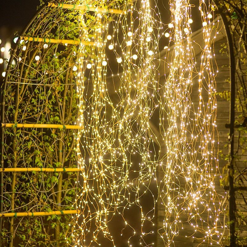Solarbetriebene Lichterkette, 10 Stränge, 100 Leds, Wasserdicht, Dekorativ, Goldfarbener Kupferdraht, Für Garten, Weihnachtsbaum
