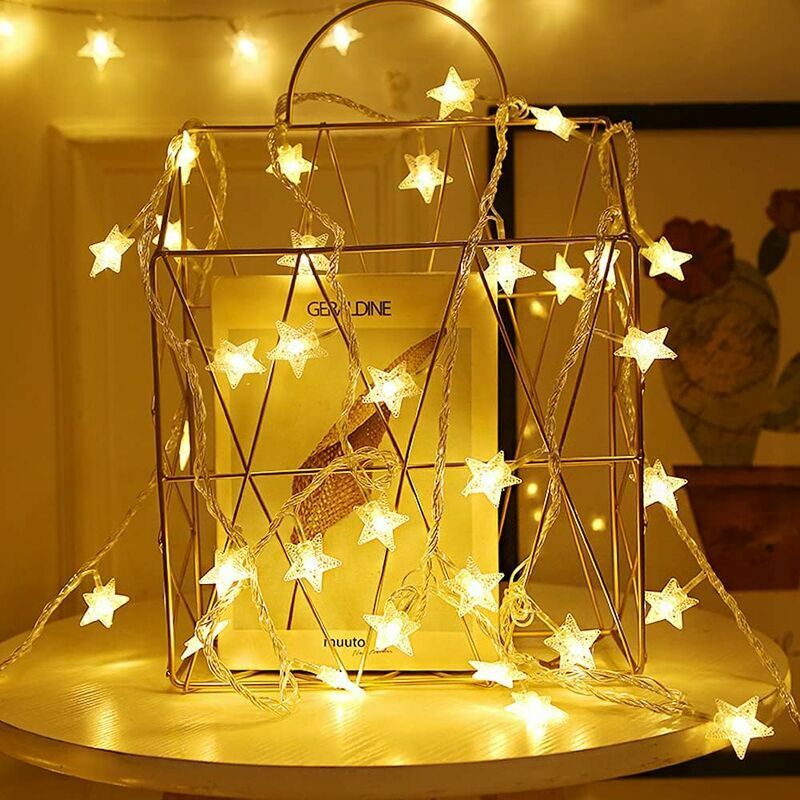 10 M Lange Lichterkette Mit 80 Kleinen Leds In Sternenform, Usb-anschluss, Blinkend, Wasserdicht, Für Garten, Zuhause, Feiertage, Hochzeiten, Weihnachten Und Partys