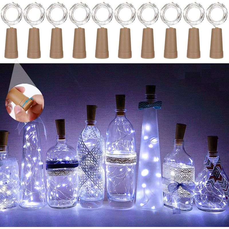 Lichterkette Mit 10 Batteriebetriebenen Boxlichtern, Dekorative Kupferdrahtlichter Für Diy-projekte/bars/partys Im Freien/hochzeiten/weihnachten/partys (200 Cm, 20 Leds, Reinweiß)