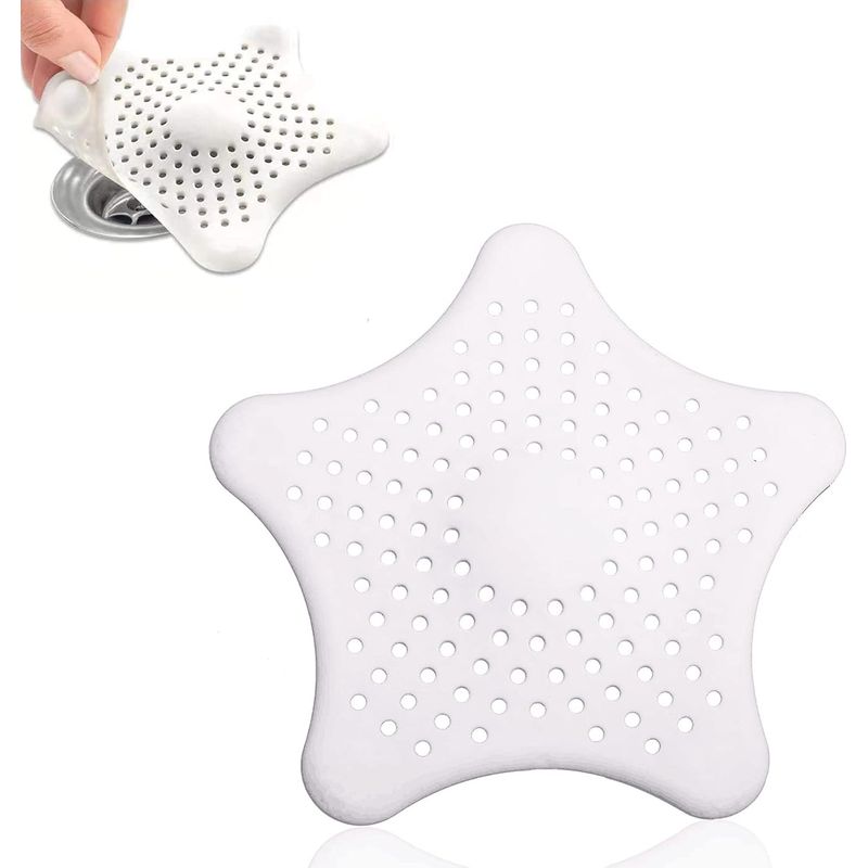 5-teiliges Silikon-spülbeckenfilter-set, Duschhaarfilter, Seestern-dusch- Und Badewannenablauffilter, Für Duschabflüsse, Zum Auffangen Von Haaren Und Schmutz, Spülbeckenstöpsel Mit Saugnäpfen (weiß)