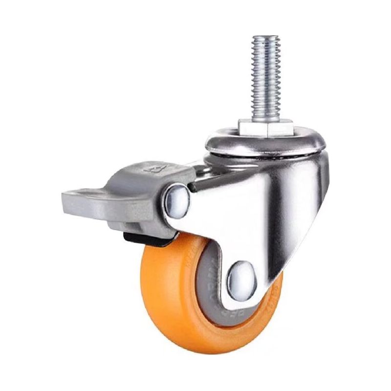 Schwerlast-transportrollen Mit Bremse, 360°-drehfunktion, Ideal Für Kleinmöbel (orange, Abmessungen: 50 Mm, M10×25), 5 Stück