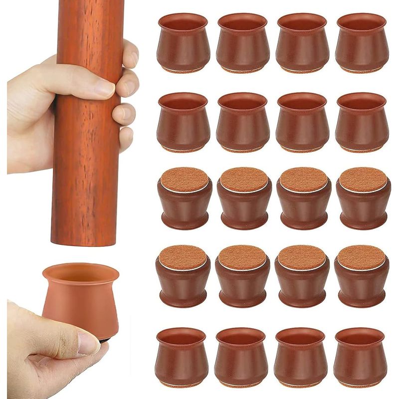 Stuhlbeinschoner, Möbelgleiter, Transparente Silikon-stuhlbeinüberzüge Mit Filzgleitern, Geeignet Für Couchtische, Wohnzimmerstühle, 20 Stück (braun, 3,8×3).