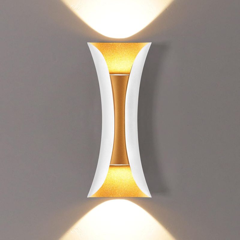 20-w-led-wandleuchte Im Kreativen, Modernen Stil, Ip65 Wasserdicht, Aluminium-wandfluter, Für Innen- Und Außenbereich, Weiß + Gold