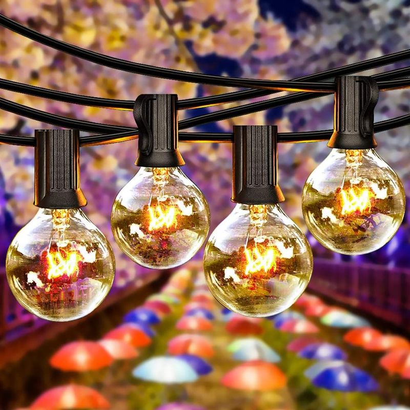 Lichterkette Für Den Außenbereich, 50+4 Bistro-lichter, Ip44, Warmweiß, Dekorative Lichterkette Für Garten, Hof Und Partys, 15 M