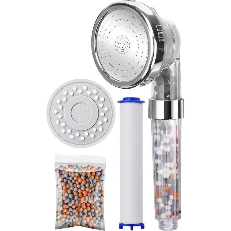 Antikalk-duschkopf Mit 3 Strahlarten Und 3-stufiger Filterung, Hohem Wasserdruck Und Wassersparfunktion