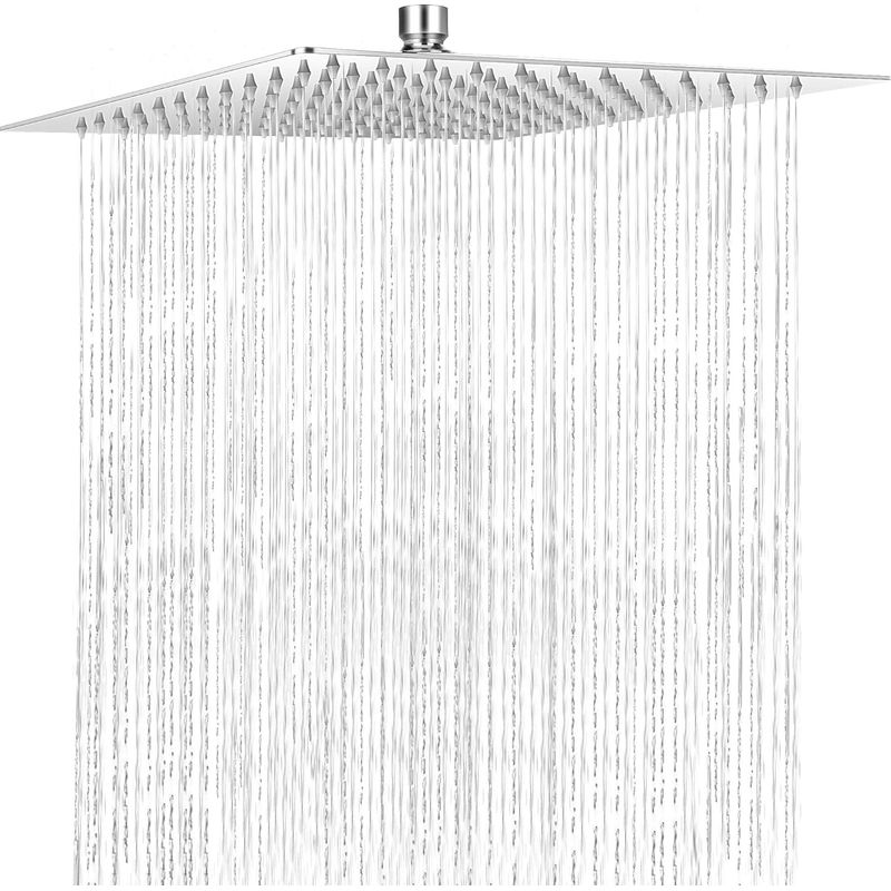 Duschkopf, Ultradünner Duschkopf, Quadratischer Duschkopf Aus Edelstahl 304 Mit 196 Silikondüsen, Badezimmerzubehör, Hoher Druck Und Wassersparend (30 Cm)