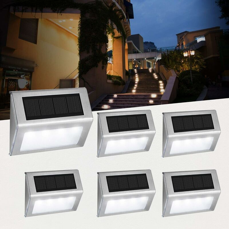 [6er-pack] 3 Led-solar-außenleuchten, Wasserdichte Edelstahl-solarbeleuchtung Für Garten, Zaun, Treppe, Weg, Terrasse, Einfahrt – Warmes Licht