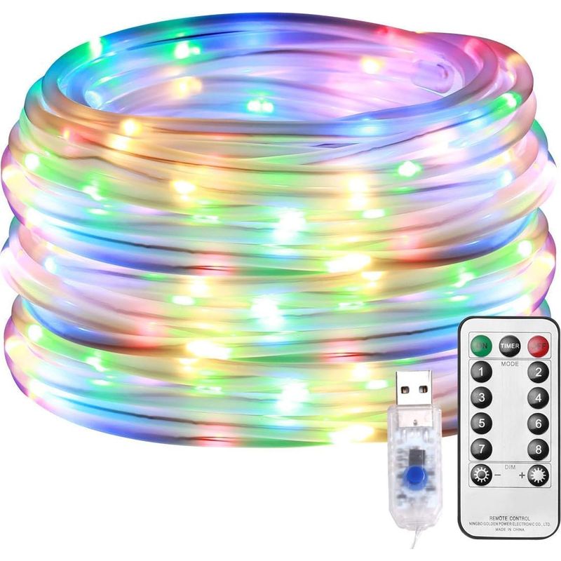 10 M Lange Led-röhrenlichterkette, Wasserdichte Ip65-röhrenlichter Für Den Außenbereich Mit Usb-anschluss, 8 Modi, Fernbedienung, Mit Timer- Und Speicherfunktion, Für Gartendekoration, Weihnachten, Ho