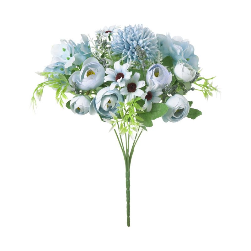Künstliche Blumen, 1 Stück, 7 Künstliche Zweige, Kamelienstrauß, Künstliche Handgefertigte Seidenblumen, Kunstblumen, Heim-, Hochzeits- Und Gartendekoration (farbe: Blau)