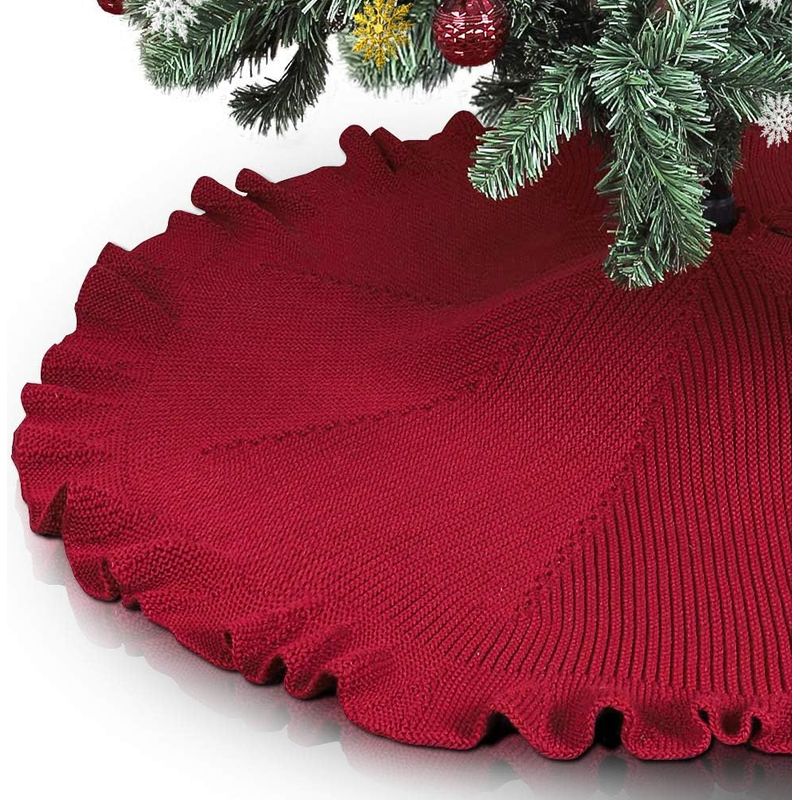 Weihnachtsbaumdecke, Gestrickte Weihnachtsbaumdecke, Dekorative Weihnachtsbaumabdeckung Für Silvesterdekoration, Weihnachtsfeier, Heimdekoration, 122 Cm