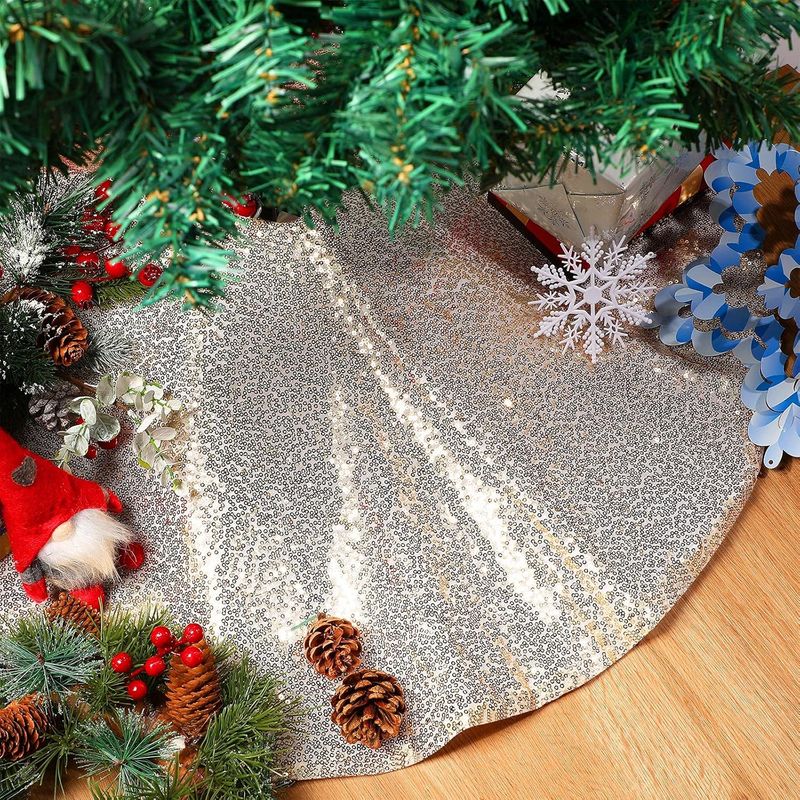 31,5 Zoll Weihnachtsbaumdecke, Champagnergoldene Pailletten-baumdecke, Runde Pailletten-baumdecke Für Weihnachtsbäume, Weihnachtsdekoration