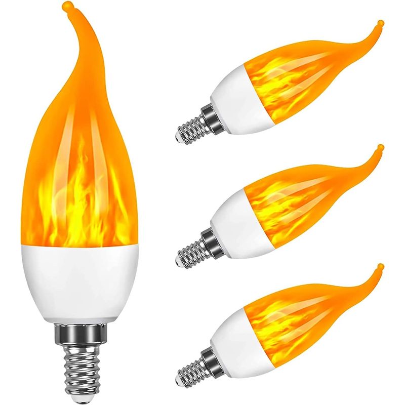 4er-set Led-flammenlampen, E14-fassung Mit 3 Leuchtmodi, Dekorative Lampen Mit Mattem Flammeneffekt Für Drinnen Und Draußen, Weihnachten, Zuhause, Garten, Restaurants Und Partys