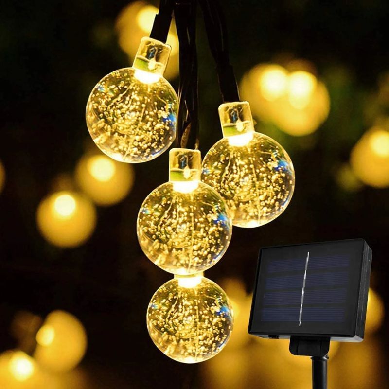 Wetterfeste Solar-lichterkette Für Den Außenbereich, 30 Leds, 6,5 Meter, 8 Blinkmodi, Wasserdicht, Warmweiß
