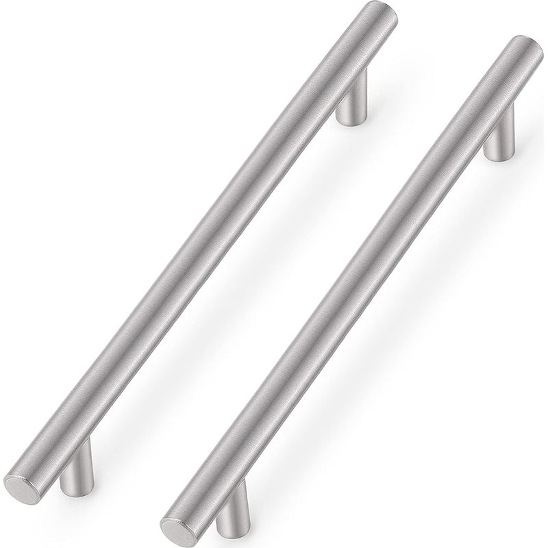 10 X T-griffe Aus Gebürstetem Nickel-edelstahl Für Küchenschränke, Schubladen Und Schränke (lochabstand 256 Mm/länge 320 Mm)