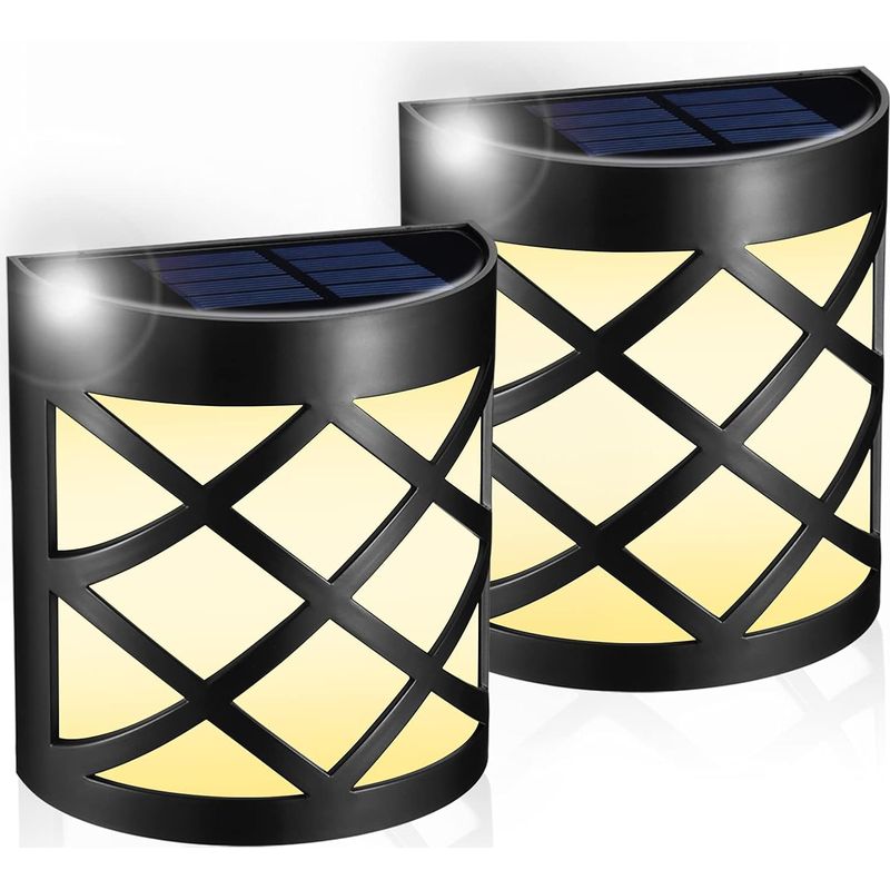 Solar-außenleuchten [2er-pack] Led-solar-stehleuchten Für Zäune, Terrassen, Haustüren, Treppen, Gärten, Wasserdichte Solar-wandleuchten, Warmweißes Licht