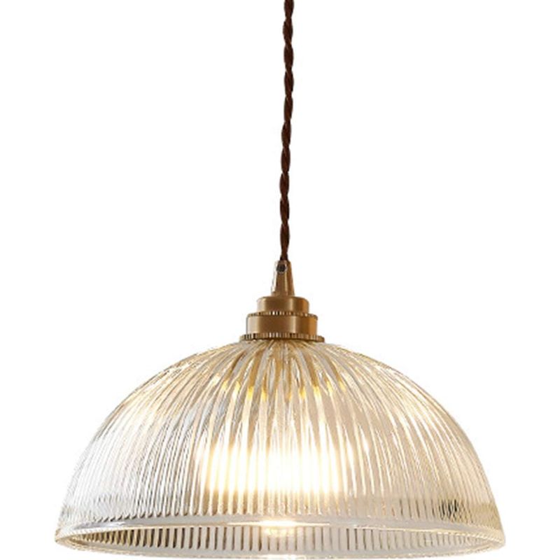 Vintage-industrie-stil Pendelleuchte Mit Klarer Glaskuppel - E27 Kupfer-messing-sockel - Kronleuchter - Deckenleuchte - Leuchtmittel Nicht Enthalten (30 Cm)