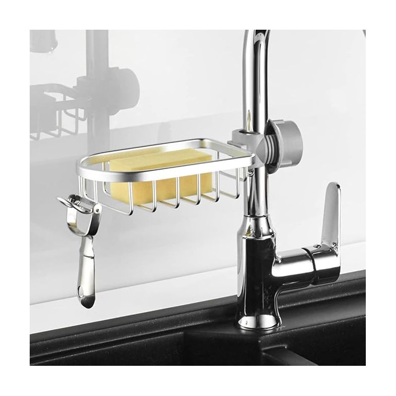 Schwammhalter Für Küchenarmaturen, Abtropfgestell Für Spülbecken, Hängender Abflusshalter Für Die Spüle (silber-normal)