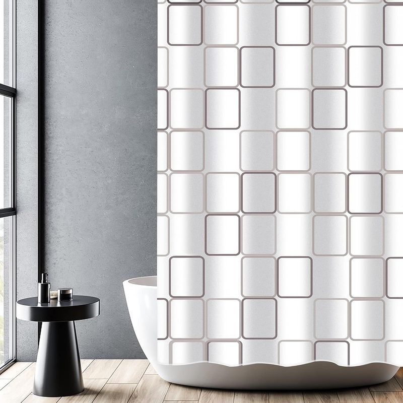 Wasserdichter, Strapazierfähiger Und Schimmelresistenter Duschvorhang Aus Polyester Mit 12 Haken, Maschinenwaschbar, 180 Cm X 200 Cm, Weiß