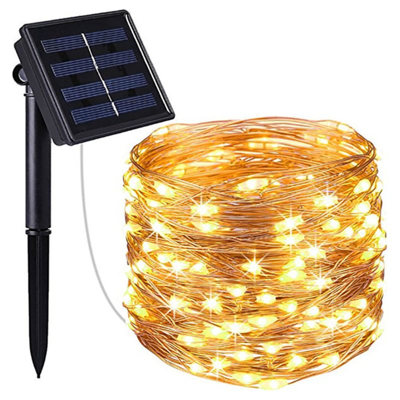 Solar-lichterkette Für Den Außenbereich, 12 M, 100 Leds, 8 Modi, Wasserdicht, Für Garten, Terrasse, Hof, Weihnachten, Hochzeiten, Partys, Warmweiß [energieklasse]
