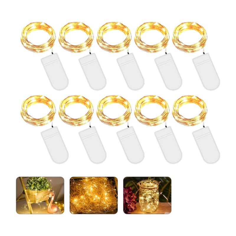 10 Lichterketten (2 M, 20 Leds), Batteriebetrieben, 2 Lichtmuster, Geeignet Für Schlafzimmer, Terrasse, Garten, Hinterhof, Partys Und Innenräume, Warmweiß