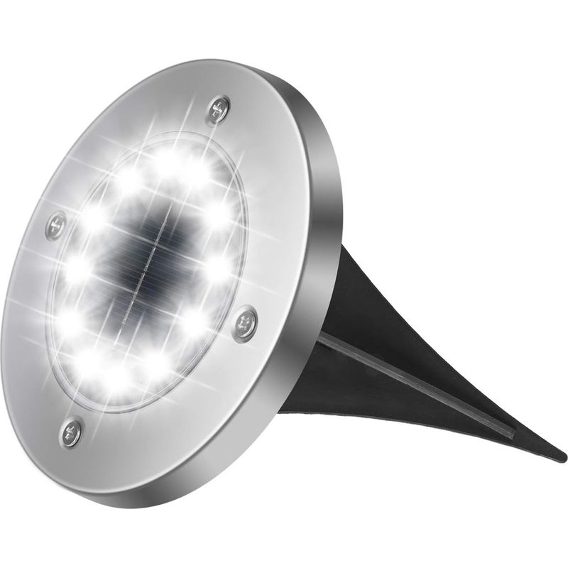 Solar-gartenleuchte Für Den Außenbereich, 12 Leds, 6000 K, Ip65 Wasserdicht, Einbau-solarstrahler Für Wege, Terrassen, Höfe Und Unterirdische Anwendungen