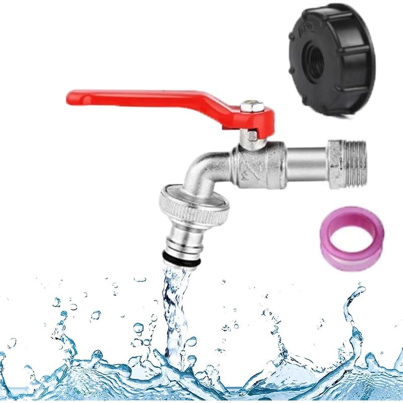 1/2"-ibc-tankadapter, Ibc-regenwasserhahn, Ibc-hahnanschluss Aus Aluminiumlegierung, S60x6 1000-liter-tankhahn Für Ibc-tanks, Schlauchanschluss