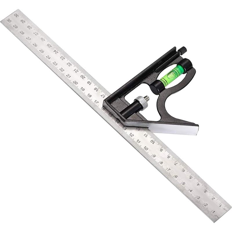 Kombinationswinkel, 300 Mm Edelstahl-kombinationswinkel, Kombinationswinkelmesser Mit Wasserwaage, Multifunktionslineal, Verstellbares Messwerkzeug Zum Zeichnen Von Messmarkierungen Groo