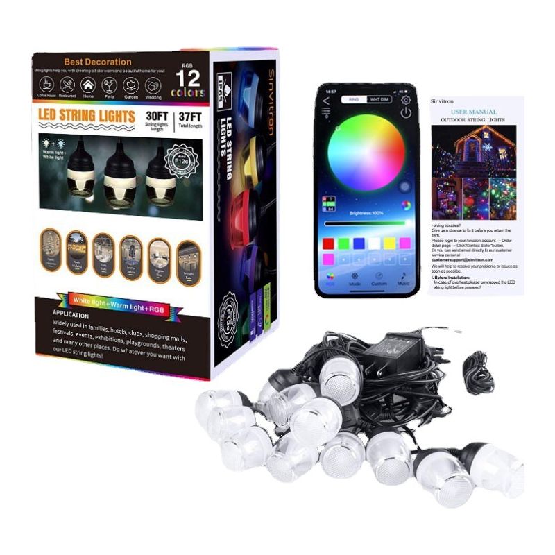 Dekorative Led-lichterkette Für Den Innen- Und Außenbereich, 11,6 M Lang, Mit 2 Fernbedienungen, Rgb-farben, 16 Modi, Ip65 Wasserdicht, Für Balkon Oder Garten