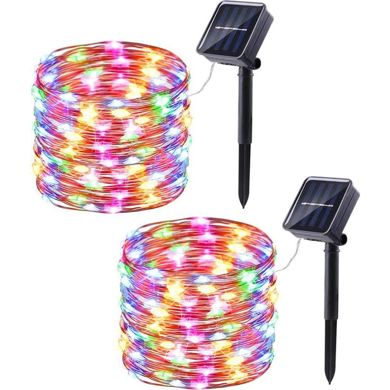 Solar-lichterkette Für Den Außenbereich, Je 7 M Lang, 50 Leds, Wasserdicht, 8 Modi, Für Garten, Terrasse, Hof, Weihnachtsbaum, Hochzeitsdekoration (bunt)