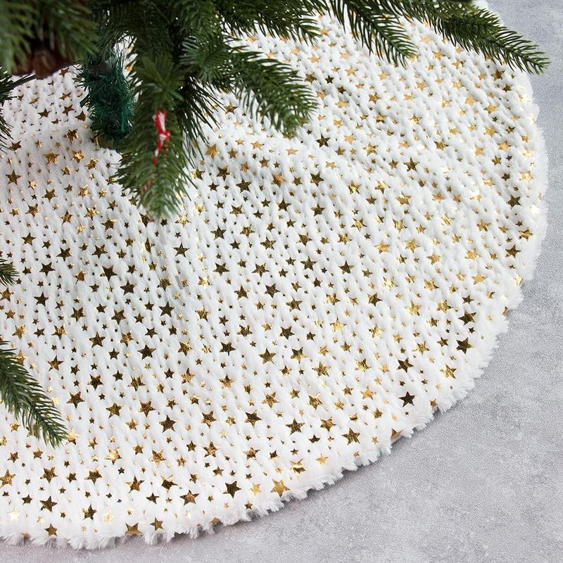 Plüsch-weihnachtsbaumdecke, Schneebaumdecke, Weihnachtsbaumdecke Für Weihnachtsdekorationen (90 Cm, Weiß)