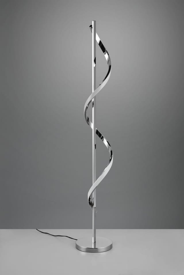 Kleine LED Stehleuchte ISABEL Spirale in Chrom, dimmbar - Höhe 120cm
