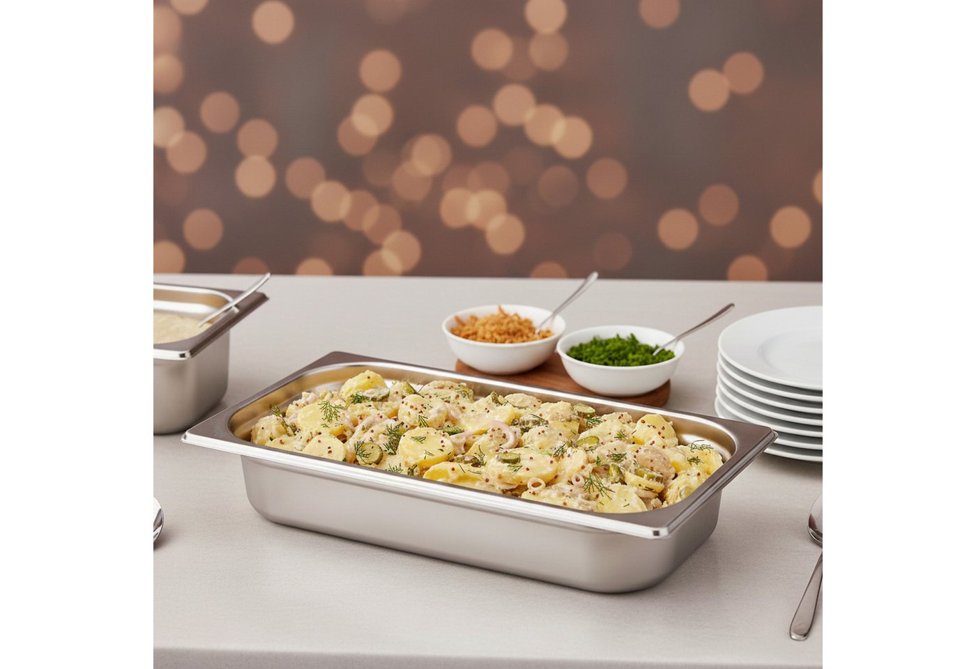 Mahlzeit - gn Behälter 1/3, Höhe 65 mm, Edelstahl Gastronomiebehälter, Geeignet für Chafing Dishes Bild 3