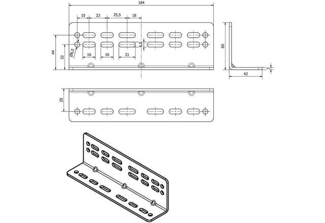 So-tech - 1 Paar sotech Montagewinkel KW-200-H76-L184 Stahl verzinkt Länge 184 mm für Boden- u. Plattformmontage der Vollauszüge KV2-200-H76-NF
