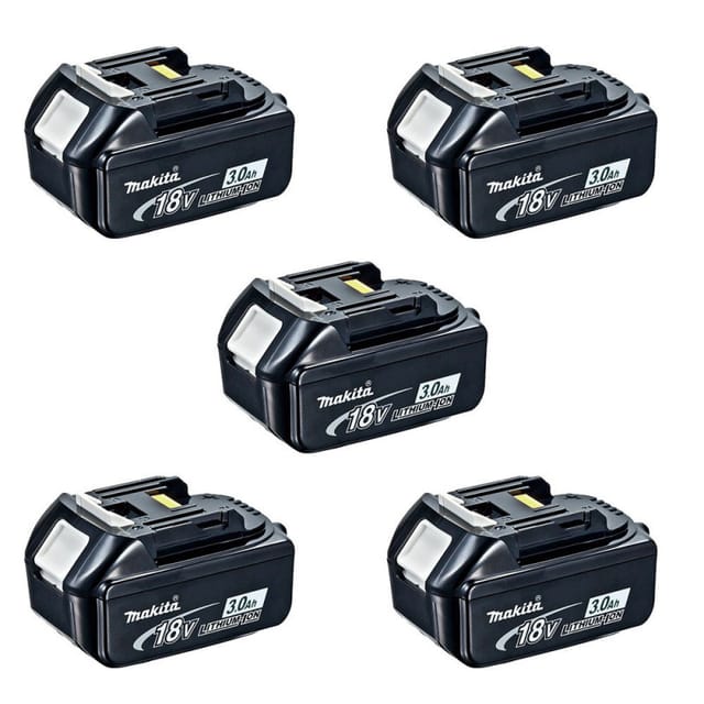 5er Pack 18V Li-Ion lxt 3.0 Ah Akkus mit Ladeanzeige BL1830B Makita