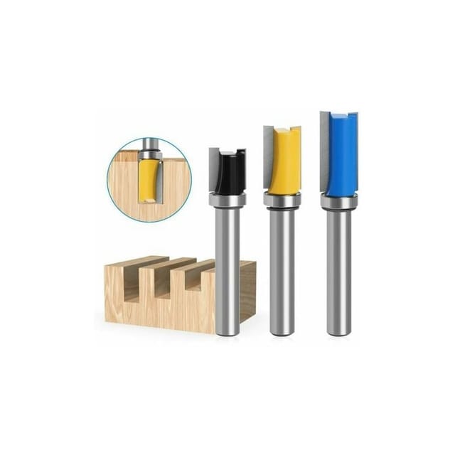 3-teiliger 8-mm-Hartmetall-Fräser, mit Fräsern mit Oberlager, fest kopierender Fräser