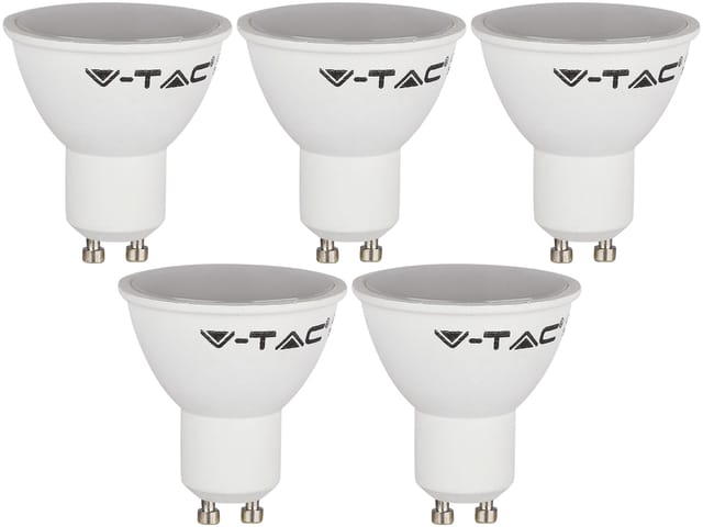 V-tac - LED-SMD-Lampe, PAR16, GU10, eek: f, 4,5W, 400lm, 3000K, 5 Stück